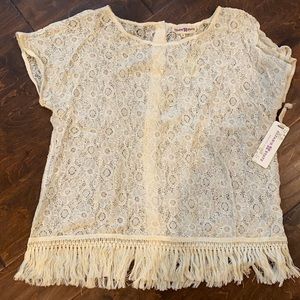 Altar’d state lace top with buttons and fringe